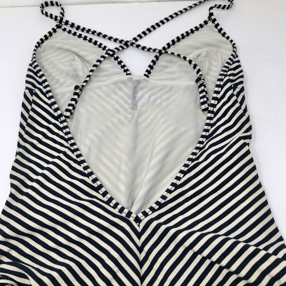 Tory Burch One Piece Swimsuit Black White Stripe - Picture 5 of 8